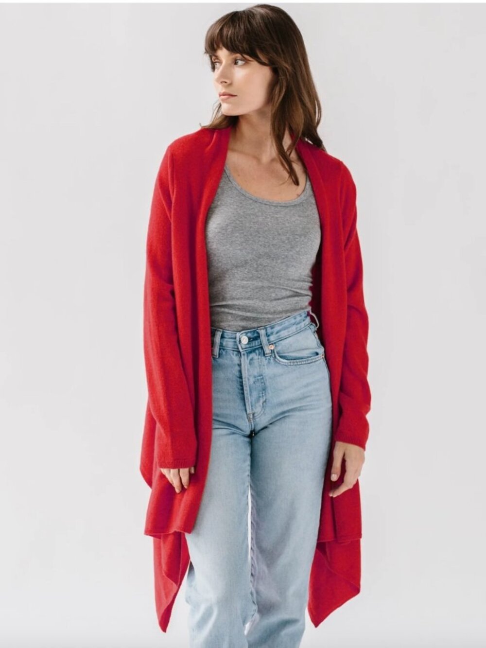 100 % Cashmere wrap-sweater, Cherry Red, One Sz